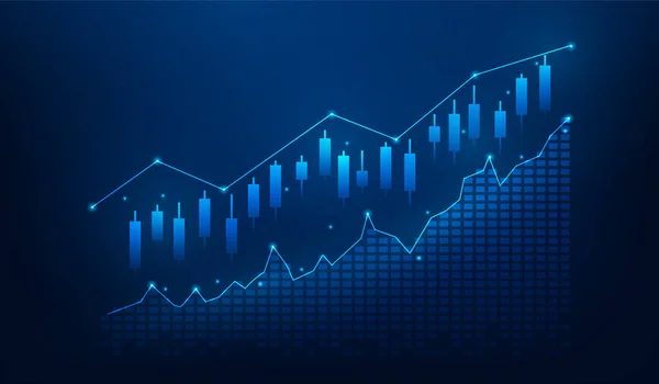 Unternehmensinvestitionen Graphen Wachstum Zur Erfolgstechnologie Auf Blauem Dunklem Hintergrund Finanzdatenstrategie — Stockvektor
