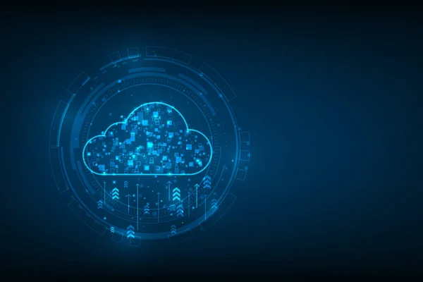 Cloud Computing Digitaltechnologie Auf Blauem Dunklem Hintergrund Big Data Online — Stockvektor