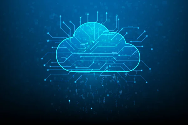 Cloud Server Daten Digitale Technologie Schaltung Auf Blauem Dunklem Hintergrund — Stockvektor
