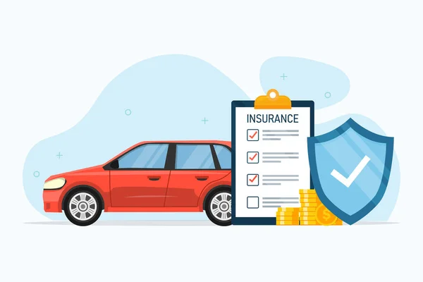 Protection Des Entreprises Assurance Automobile Avec Chèque Papier Concept Service — Image vectorielle