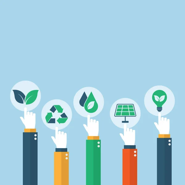 Χέρι Κρατώντας Οικολογικό Σύμβολο Βιώσιμη Και Φιλική Προς Περιβάλλον Έννοια — Διανυσματικό Αρχείο