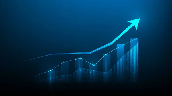 Зростання Графіку Бізнес Інвестицій Збільшення Графіку Фінансування Ізольовані Синьому Темному — стоковий вектор