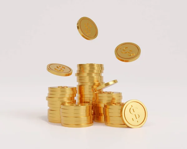 Dinero Renderizado Moneda Oro Sobre Fondo Blanco Ahorrar Concepto Dinero —  Fotos de Stock