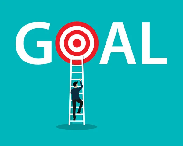 Businessman Climbing Stair Success Goal Motivational Business Innovation Investment Concept — Stock Vector