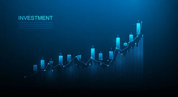 Business Finance Investment Trading Stock Chart Tillväxt Teknik Blå Bakgrund — Stock vektor