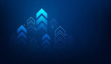 İşletme oku, büyümeyi arttırıyor. Koyu mavi arka plan. Grafik borsa ticaret yatırımı. grafik trend kar geliri. Vektör illüstrasyonu fantastik yüksek teknoloji tasarımı.