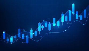 Ekonomi sektörü borsa ticaret grafik teknolojisi geçmişi. Yatırım büyümesi. Vektör illüstrasyonu fantastik teknoloji.