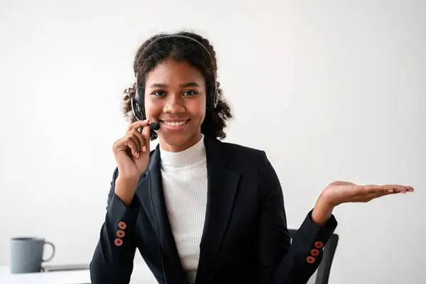Female call center provides information to a customer calling for help, Contact us, Service with a beautiful and friendly voice, Long call distance communication, Talk using headphones or headsets.