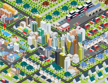 Büyük harita Isometric, vektör illüstrasyonu