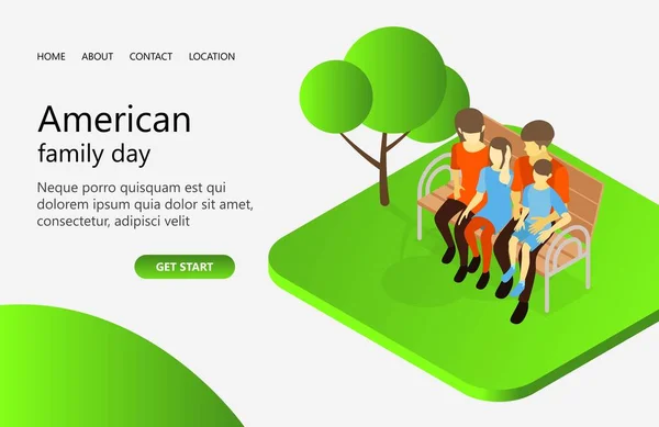 stock vector American family day vector illustration of a group of people in the park.