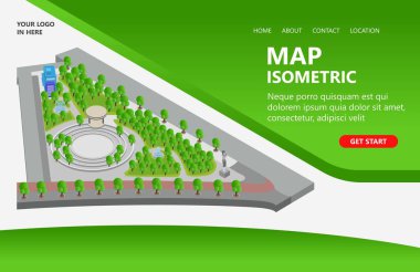 İniş sayfası, el ilanları, bilgi grafikleri ve diğer Grafiksel Varlıklar-vektörü için elverişli güzel bir şehir parkı konumu haritası