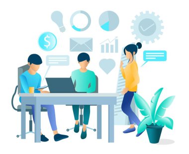 İniş sayfası, el ilanları, bilgi grafikleri ve diğer Grafiksel Varlıklar-vektörü için uygun müşteri ve ekip sunumunun gösterimi