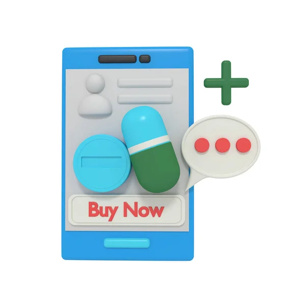 Rendering Medicina Shopping Online — Foto Stock