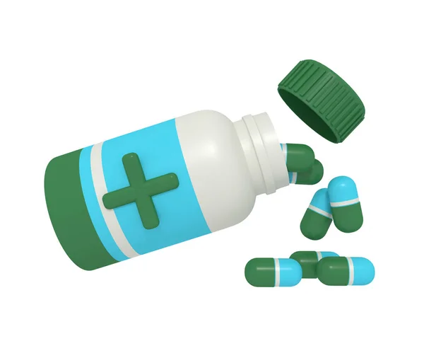 在瓶子上渲染3D药物 — 图库照片