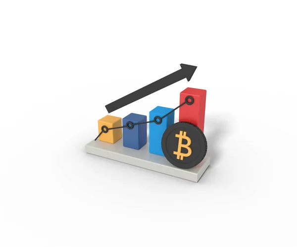 Rendering Des Bitcoin Chart Wachstums — Stockfoto