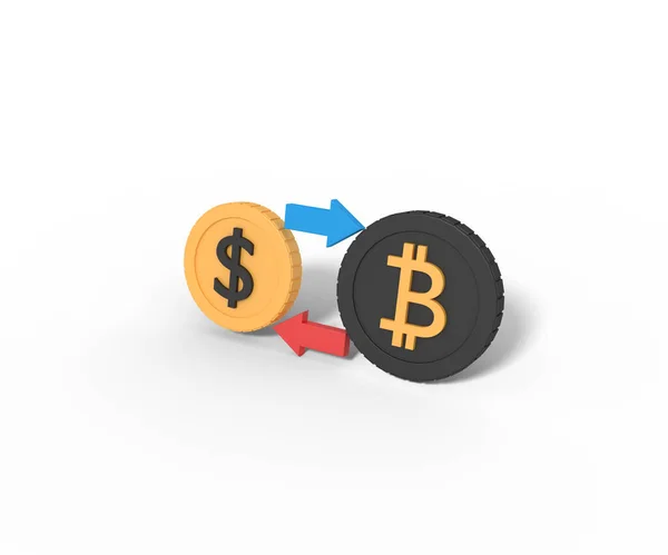 Bitcoin Ruil Voor Dollars — Stockfoto