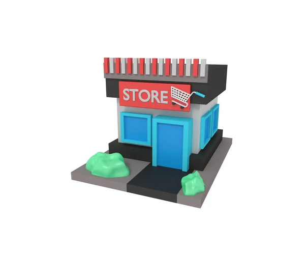 Ladengebäude Weißer Hintergrund Isoliert — Stockfoto