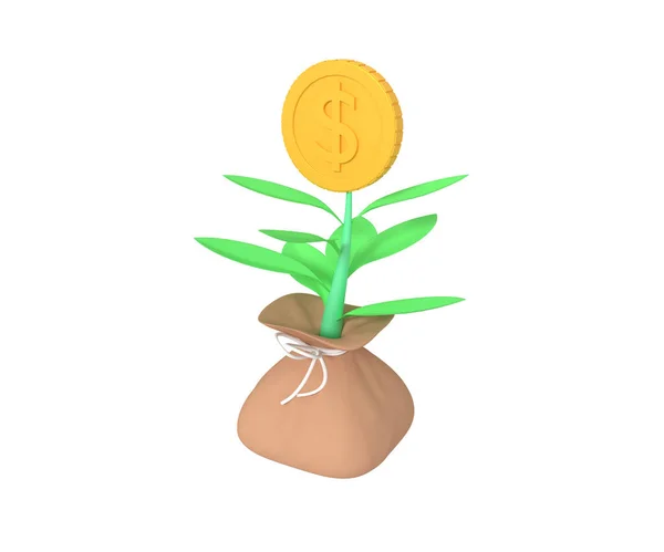 Planta Investimento Saco Dinheiro — Fotografia de Stock