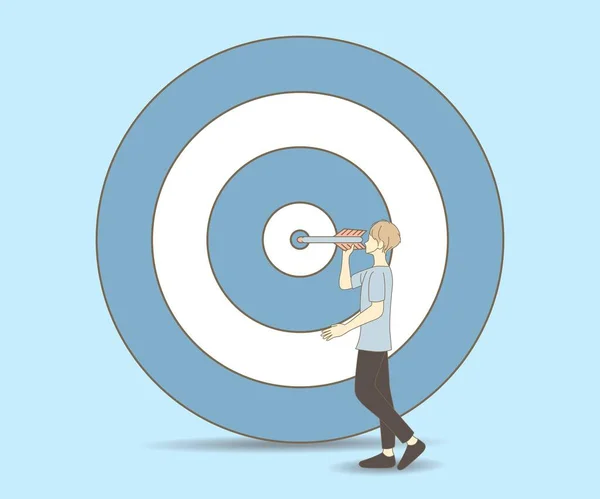 ダーツの矢印は ターゲットの中心にヒット 財務目標 成功の目標 目標達成の概念 2番目のベクターアイコン 漫画のミニマルスタイル — ストックベクタ