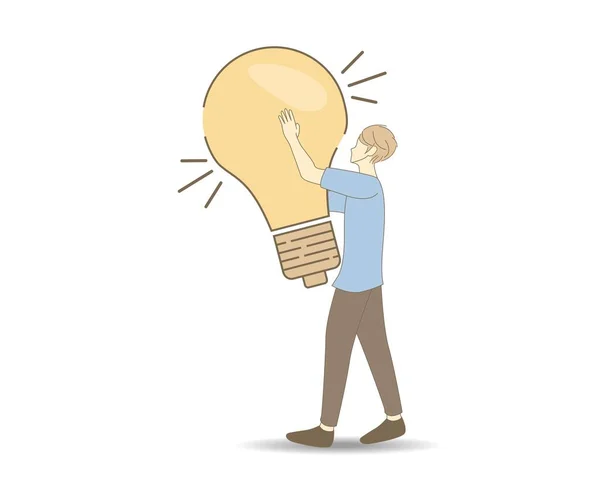 Kreslený Styl Minimální Žlutá Žárovka Ikona Nápad Řešení Obchod Koncepce — Stockový vektor