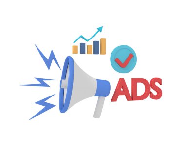 Reklam listesinin 3d illüstrasyonu