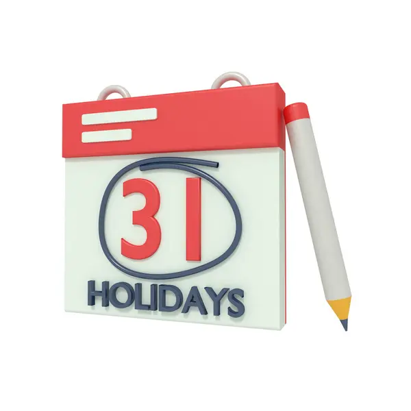 3d illustration of Holidays calendar
