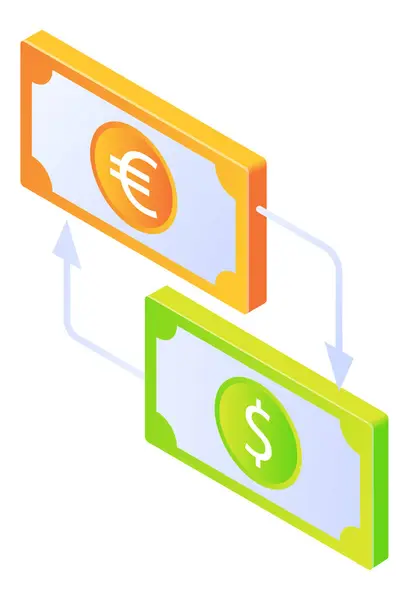 Foreign Money Exchange Isometric Style — Stockvector
