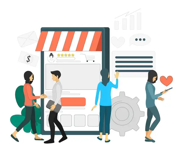 Shop Online Smartphone — Stockvector