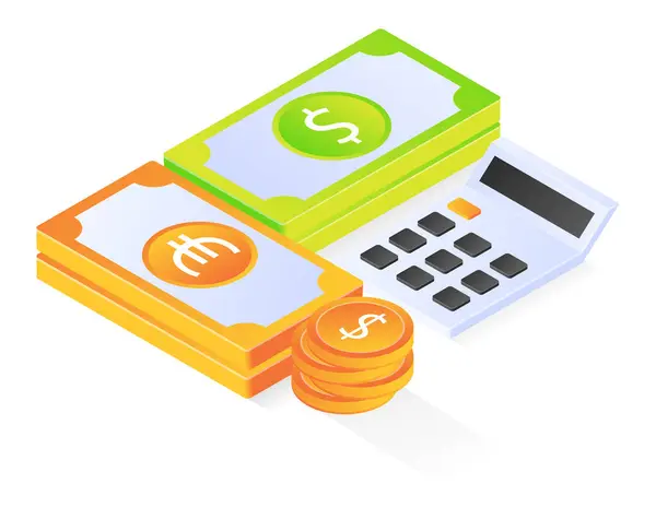 Counting Money Calculator — Stockvector