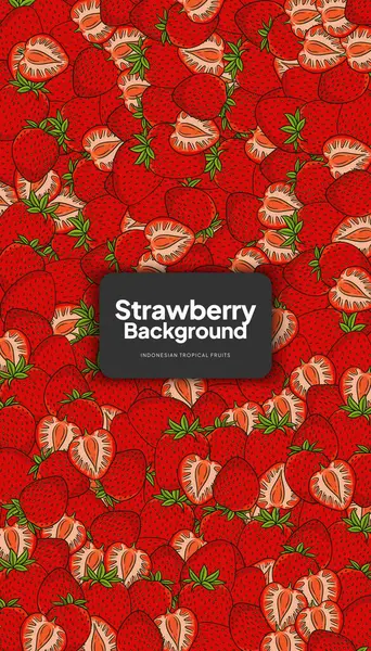 Sosyal medya paylaşımı için çilek arkaplan illüstrasyonu, tropikal meyve tasarımı geçmişi
