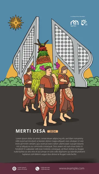 Javanese Merti Desa Kulturní Obřad Design Šablona Nápad Pro Sociální — Stockový vektor
