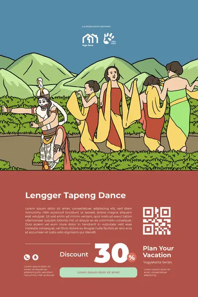 Винтажный Индонезийский Танец Идея Дизайна Плаката Мероприятия — стоковый вектор