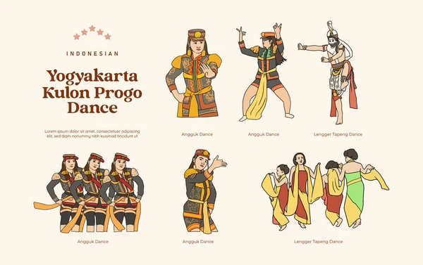 Isolated Indonesia Kulon Progo Dance Ilustración — Vector de stock