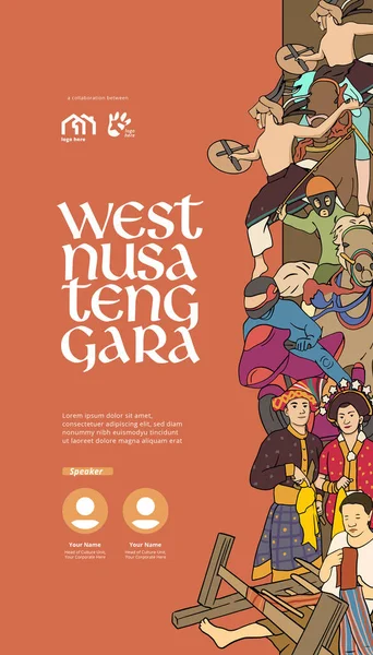 Kulturní Akce Design Rozvržení Šablony Pozadí Indonéskou Ilustrací Nusa Tenggara — Stockový vektor