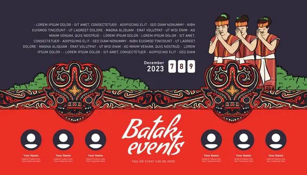 Vintage Indonésia Bataknese Ideia Layout Design Para Mídia Social Cartaz — Vetor de Stock