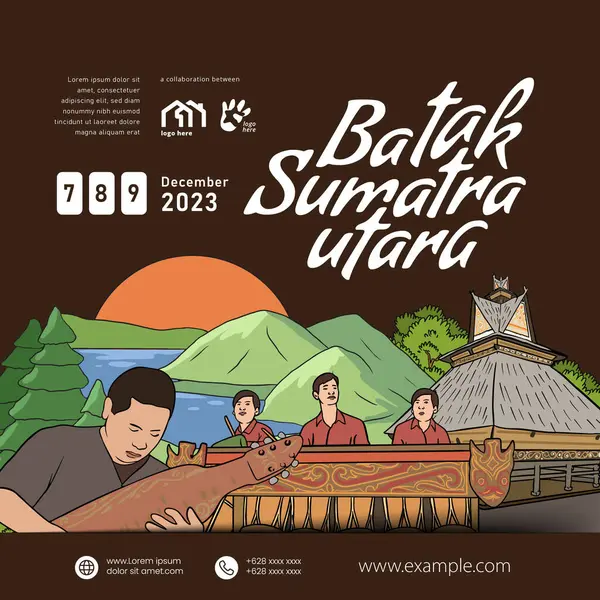 Batak North Sumatera Indonesia Cultura Illustrazione Idea Design — Vettoriale Stock