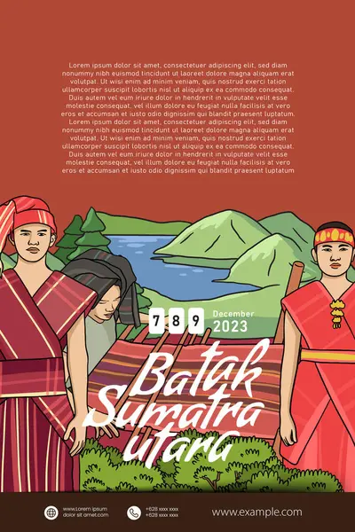 Batak Sumatera Del Norte Indonesia Cultura Ilustración Idea Diseño — Archivo Imágenes Vectoriales