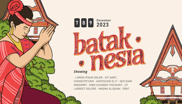 Batak Illustration Design Layout Vorlage Hintergrund — Stockvektor