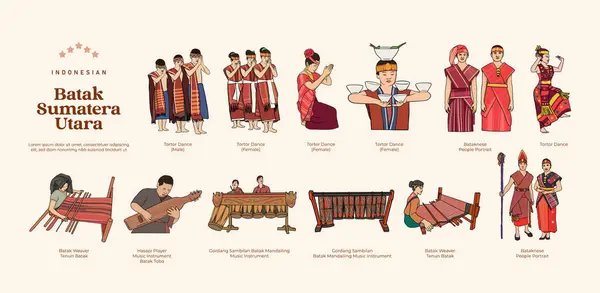 Batak Aislado Sumatera Del Norte Indonesia Cultura Ilustración — Archivo Imágenes Vectoriales