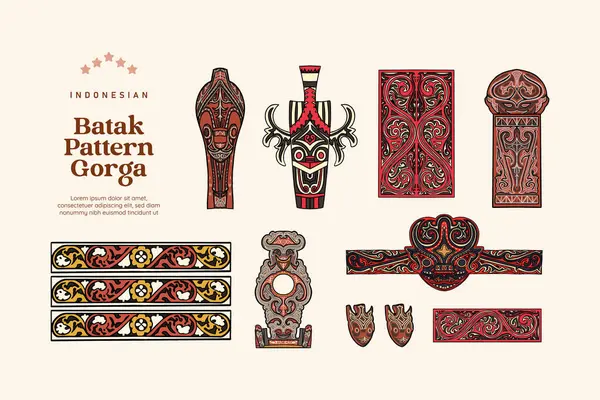 Isolato Batak Pattern Nord Sumatera Indonesia Illustrazione — Vettoriale Stock