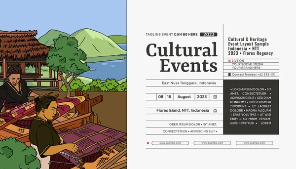 Plantilla Diseño Cultural Creativo Fondo Con Ilustración Indonesia East Nusa — Vector de stock