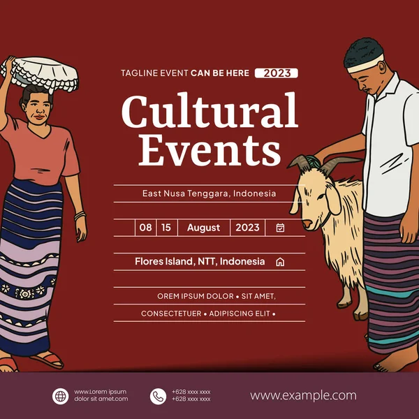 Indonesia East Nusa Tenggara Idea Diseño Para Redes Sociales Eventos — Archivo Imágenes Vectoriales