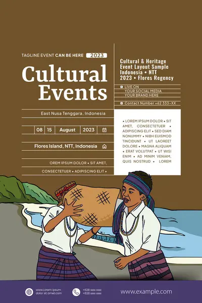 Projeto Evento Cultural Layout Fundo Modelo Com Ilustração Indonésia Nusa — Vetor de Stock