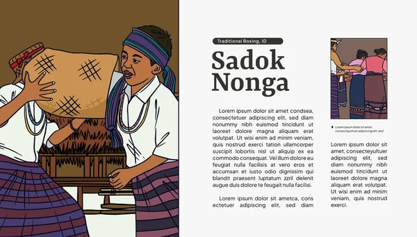 Sadok Nonga East Nusa Tenggara Illustration Conception Mise Page Idée — Image vectorielle
