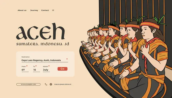 Landing Page Mit Indonesischer Illustration Saman Dance Aus Einer Designvorlage — Stockvektor