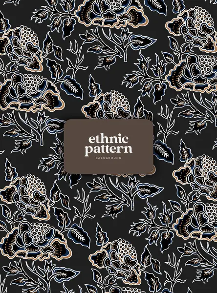 Etnik vintage çiçek desenli resimleme şablonu