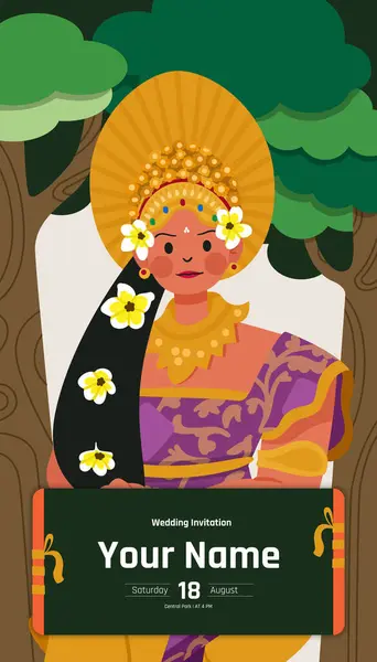 Балийская Женщина Иллюстрация Свадебного Платья — стоковый вектор