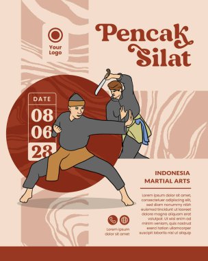 Indonesian Pencak Silat Martial Art illustration background for tourism event clipart
