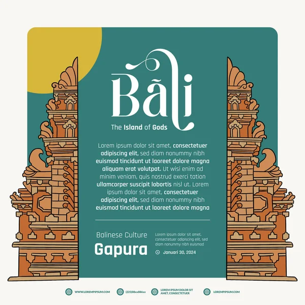 Gapura Endonezya Bali kültür düzeni poster tasarımı illüstrasyonu fikri