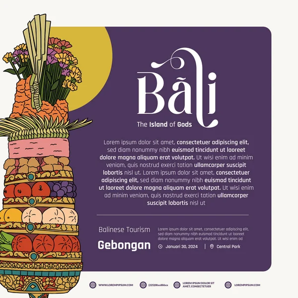 Gebongan Indonesia Balinese Culture Layout Idea Poster Design Illustration — 图库矢量图片